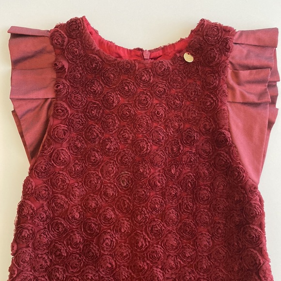 Val Max Girls Dress Burgundy Flowers - Picture 4 of 7